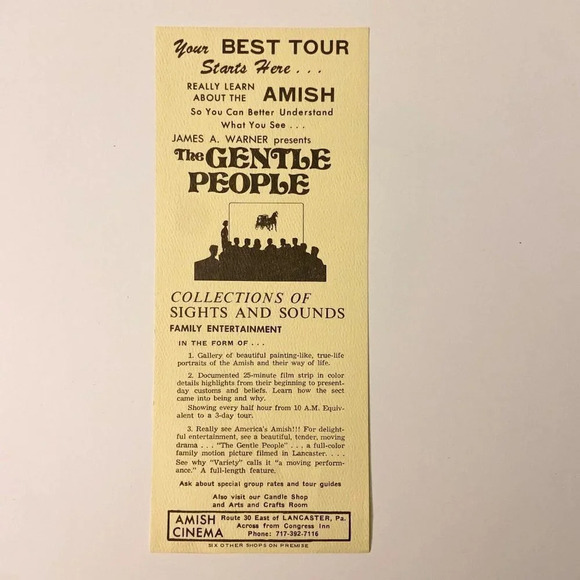 Vintage James Warner Amish The Gentle People Cinema  Show Brochure Leaflet - Picture 8 of 8